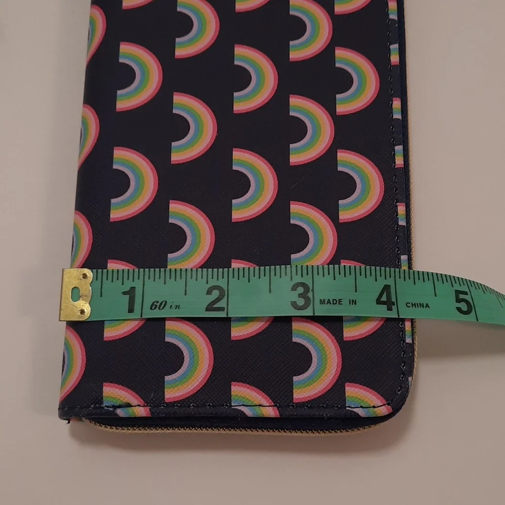 Dabney Lee Navy Blue Rainbow Print Zip Close Wallet